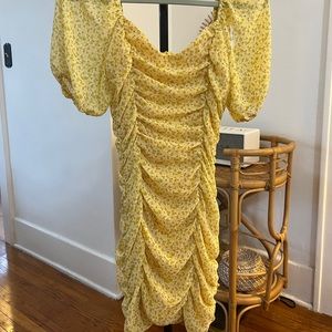 Yellow floral mini dress